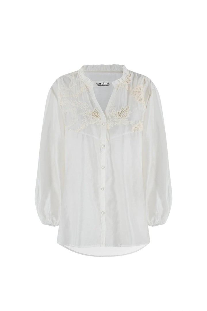 Aria Embroidered 3/4 Sleeve Top Ivory Tops
