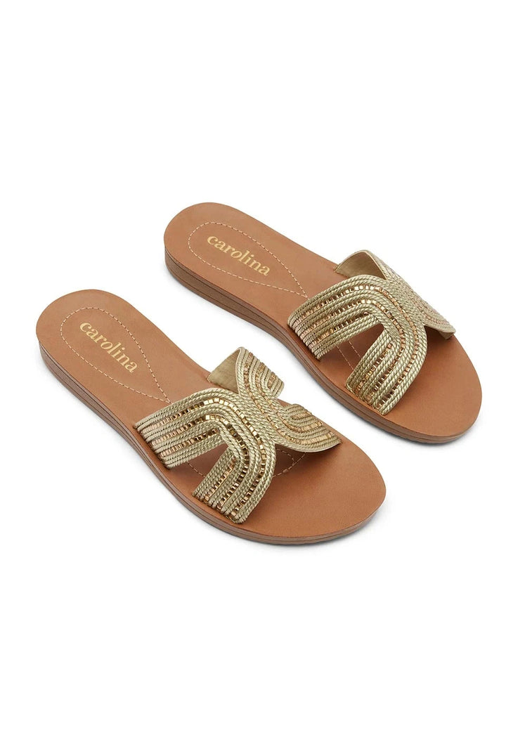 Brianna Slides Gold Shoes