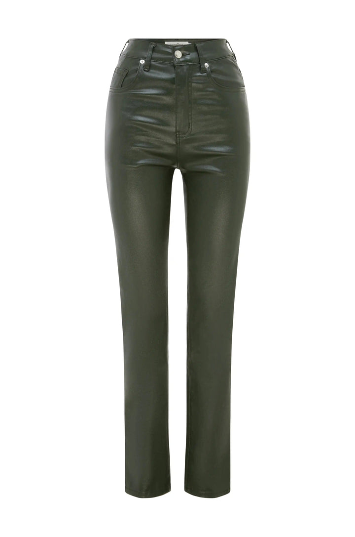 Lucia Metallic Olive Jeans Denim Pants