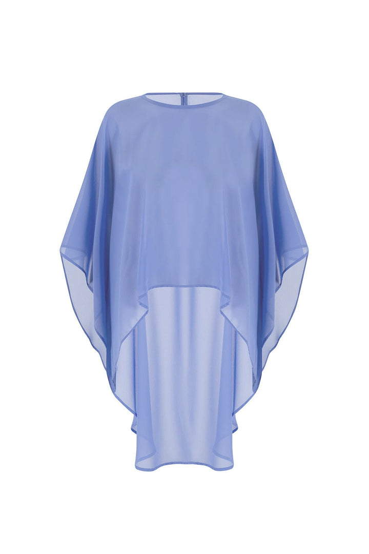 Concetta Elegant Chiffon Poncho in Cornflower Blue Capes