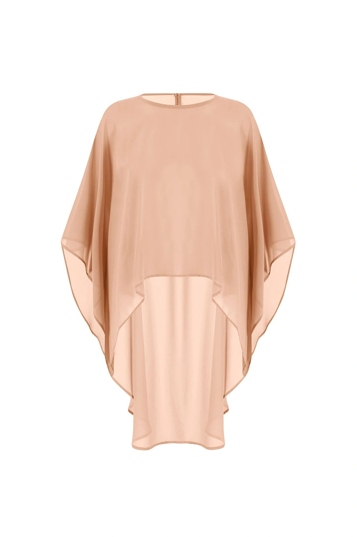 Concetta Elegant Chiffon Poncho in Light Caramel Capes