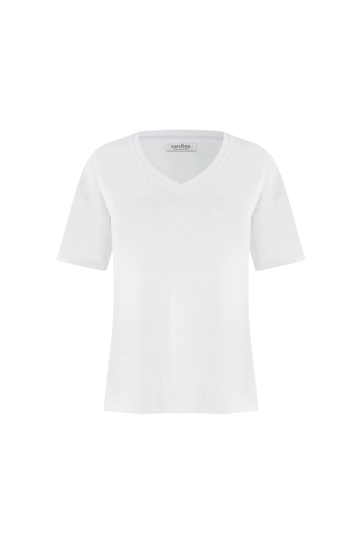 Courtney V-Neck Oversized T-Shirt White Tops
