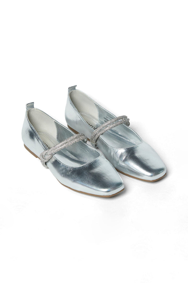Ballet Silver Comfort Dress Shoes Flat Silver Dress Shoes