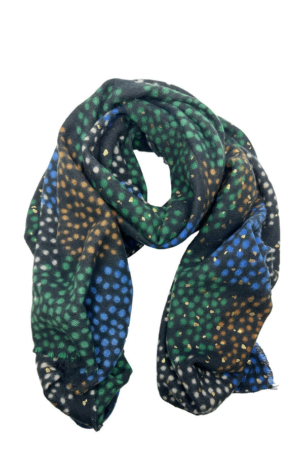 Elodie Spotted Scarf Multicolour with Gold Scarves