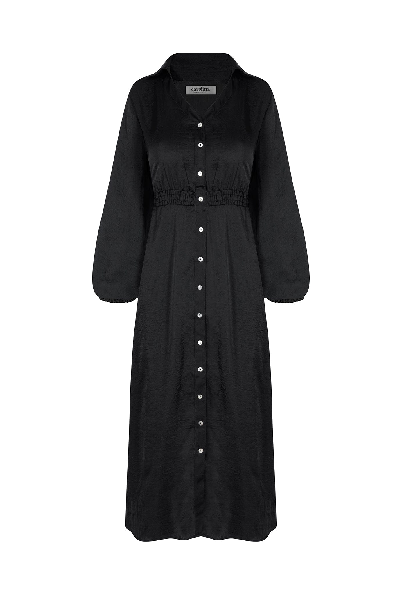 Georgina Long Sleeve Dress Black with Collar Dresses | Long Sleeve