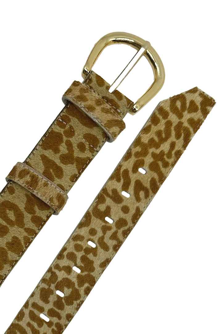 Jeans Belt Cowhide Leather Tan Leopard Belts