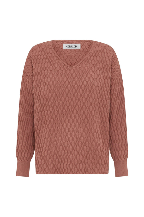 Kayla V-Neck Jumper Blush Knitwear
