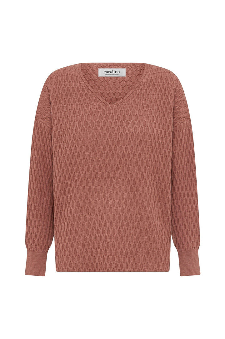 Kayla V-Neck Jumper Blush Knitwear