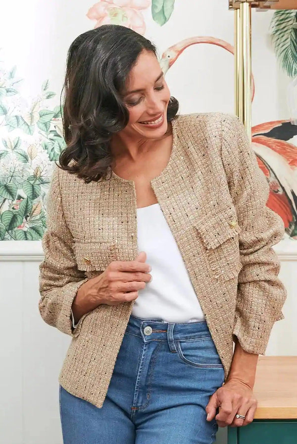 Letizia Tweed Jacket Taupe Jacket