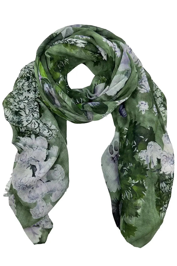 Lissy Floral Modal Scarf Olive - Pre Order Scarves