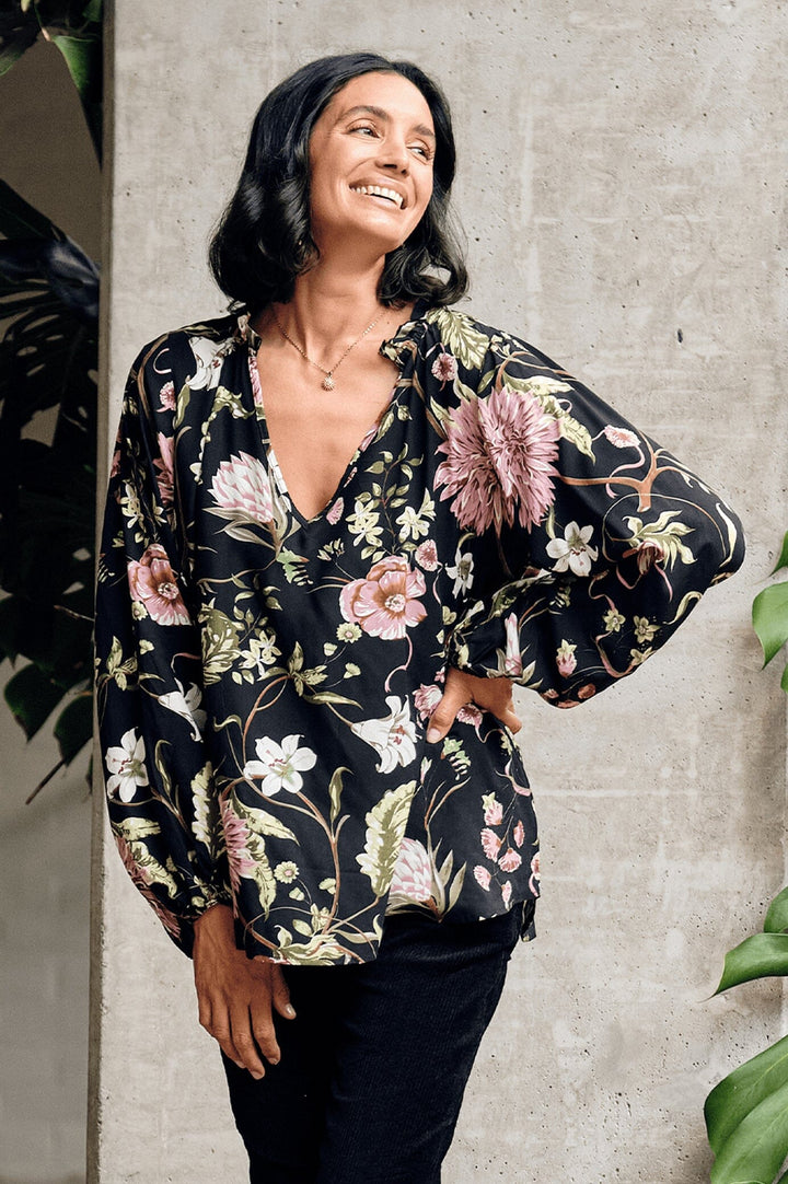 Lorenza Floral Long Sleeve Top Tops