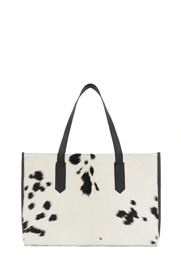 Madagascar Leather Tote Bag Black & White Cowhide Leather