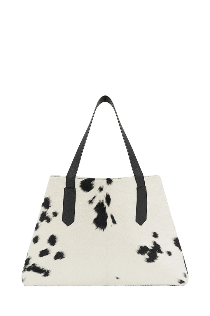 Madagascar Leather Tote Bag Black & White Cowhide Leather
