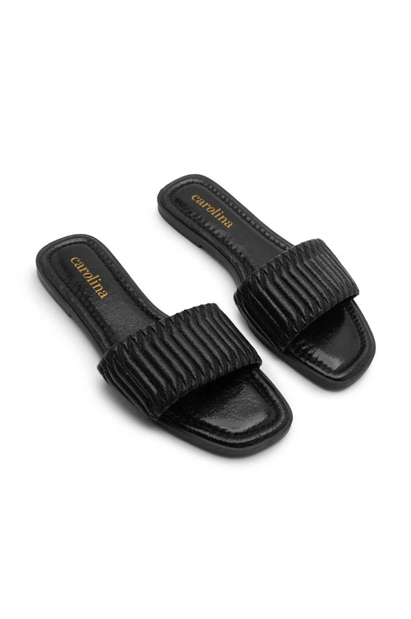Marcelina Metallic Slides Black- Pre Order Shoes