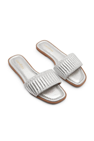 Marcelina Metallic Slides Silver- Pre Order Shoes