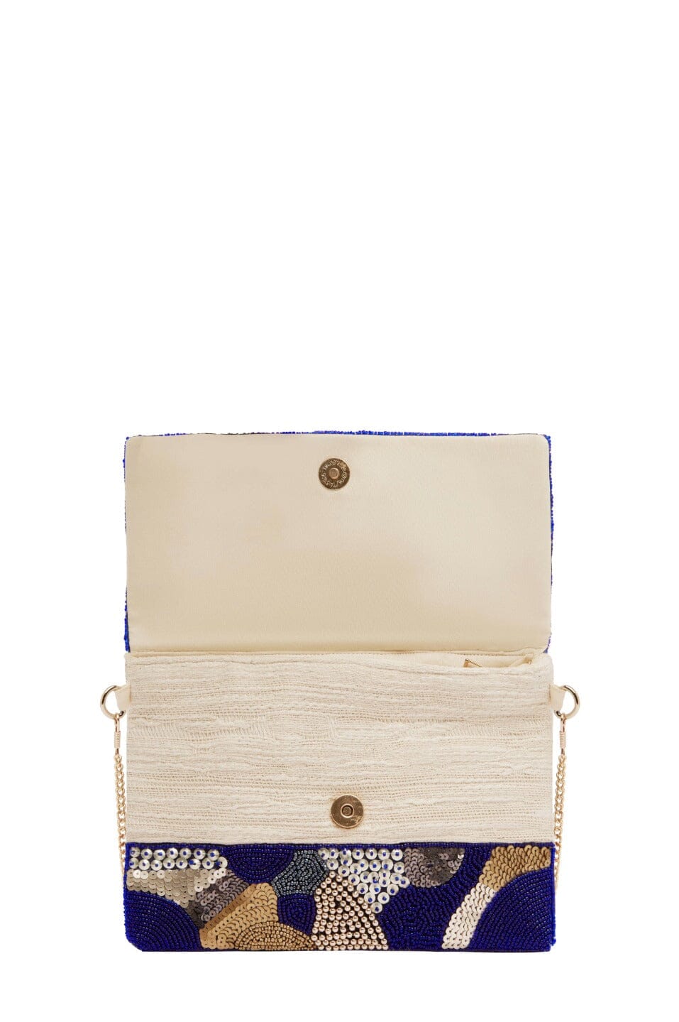 Marina Sequinned & Beaded Crossbody Clutch Bag Navy Handbags