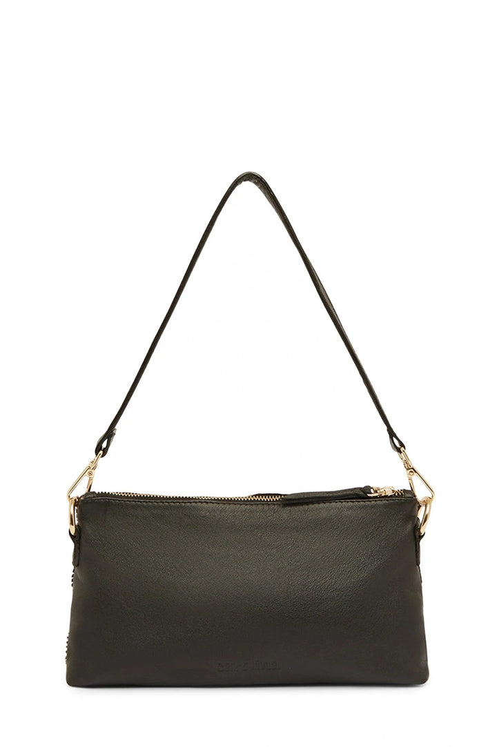 Marisol Leather Shoulder Bag Black & White Cowhide Leather