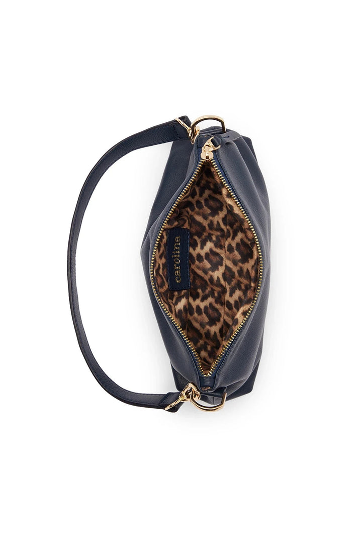 Marisol Leather Shoulder Bag Navy Leather