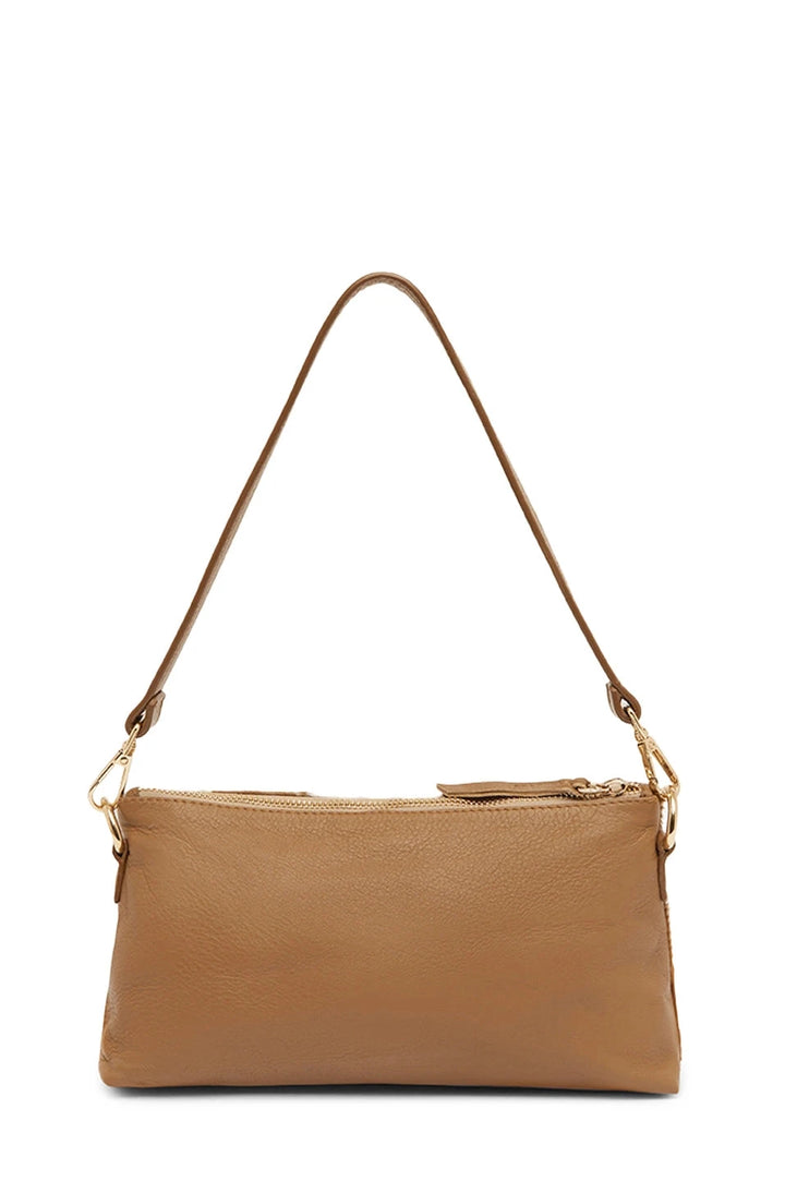 Marisol Leather Shoulder Bag Tan & White Cowhide Leather