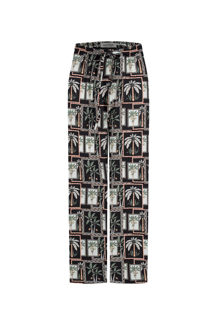 Maui Palm Print Pants in Black and Green Pants