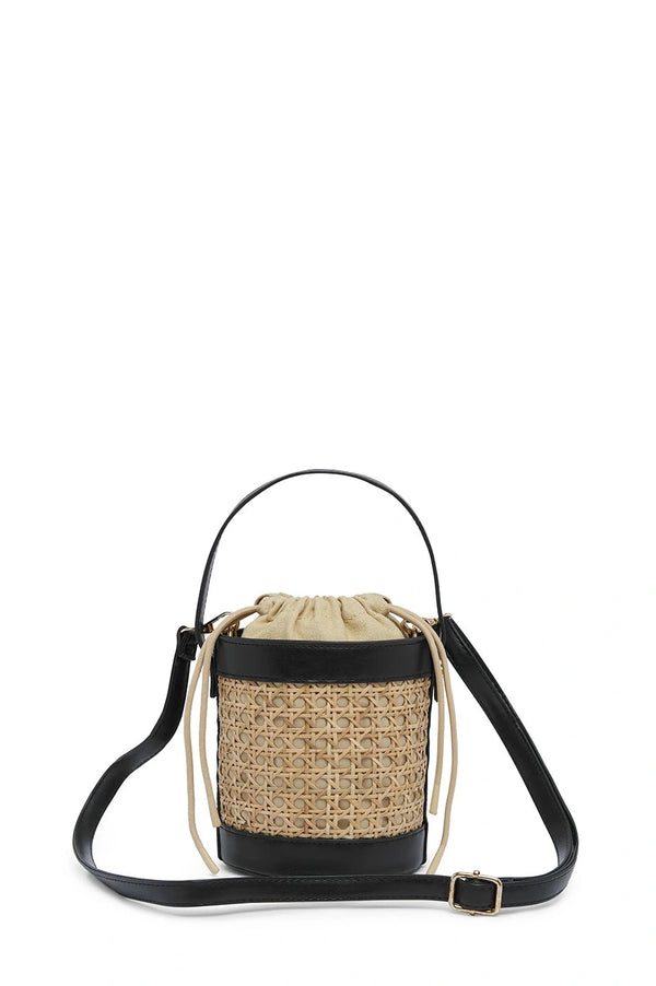 Melina Rattan Bucket Bag in Black Seasonal Handbag