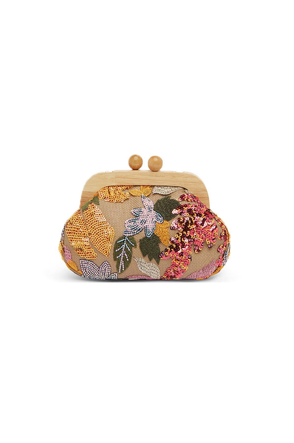Nancy Floral Sequinned Clutch Bag Multi Colour - Pre Order Handbags