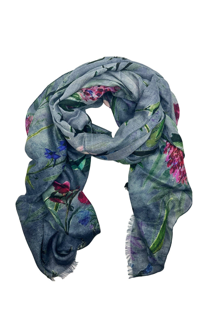 Naya Floral Modal Scarf Slate Blue Modal Scarf