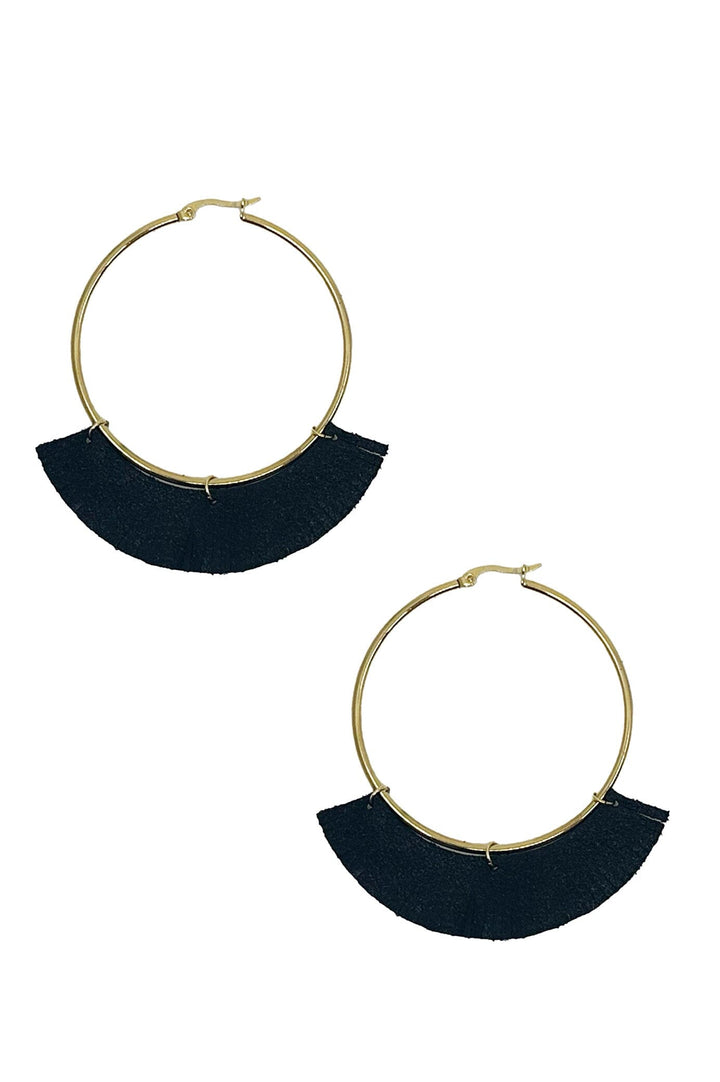 Olivia Leather Tassel Earrings Black Earrings