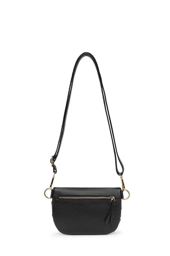Ramona Small Woven Leather Crossbody Bag Black with Pocket Leather