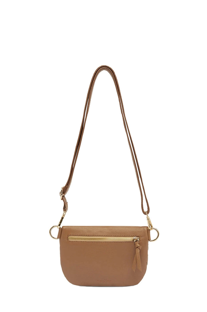 Ramona Small Woven Leather Crossbody Bag Tan with Pocket Leather