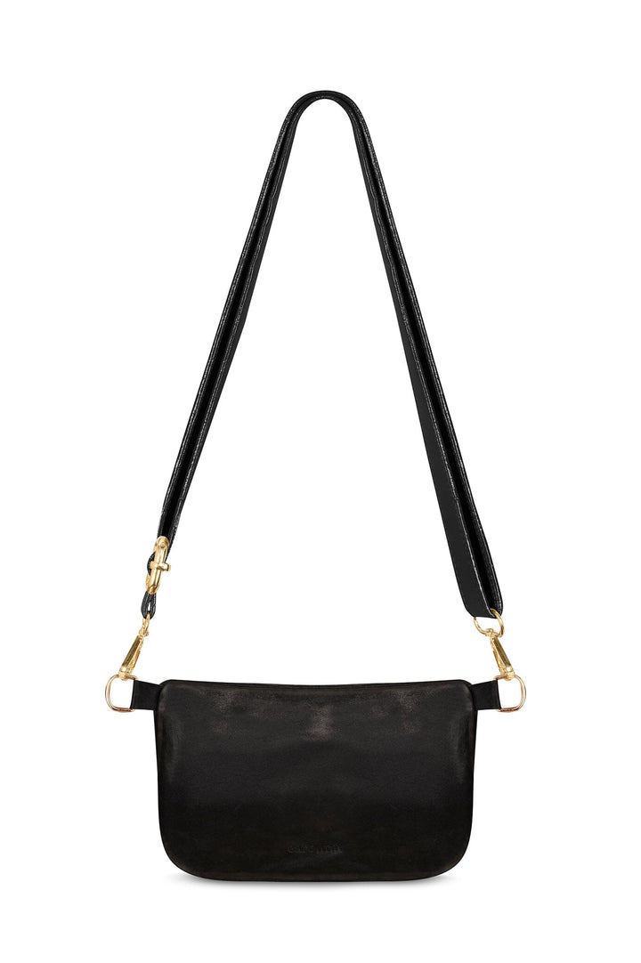 Ramona Leather Handbag Black Metallic Leather