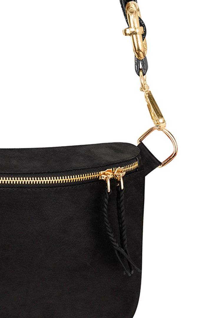 Ramona Leather Handbag Black Metallic Leather