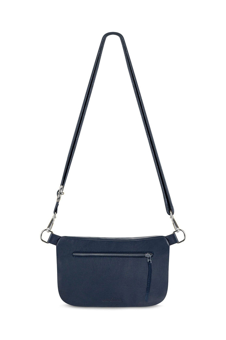 Ramona Leather Handbag Navy with Pocket Leather