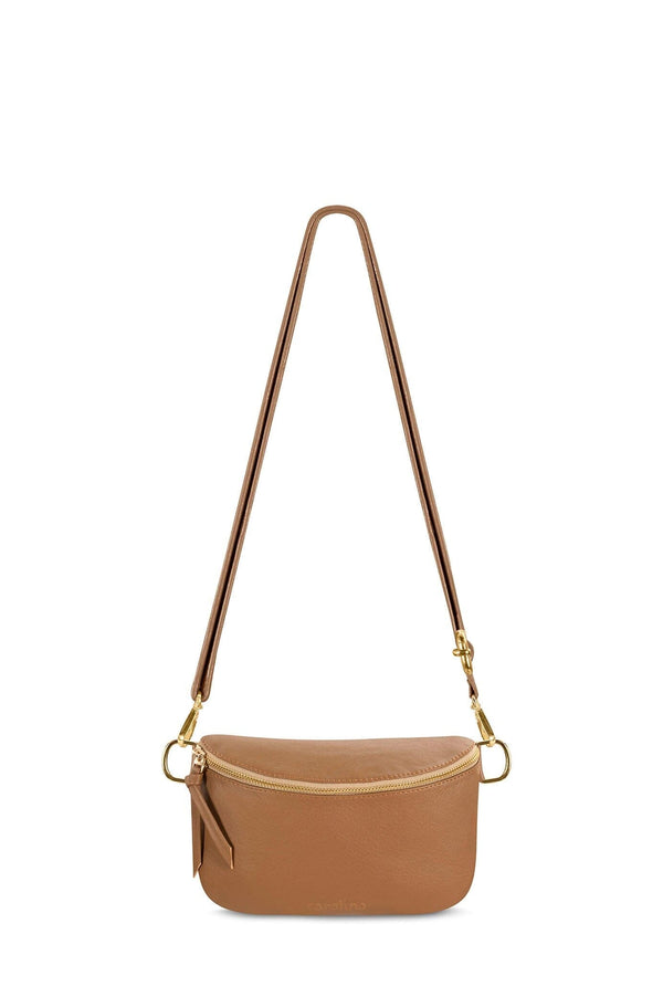 Ramona Small Leather Handbag Tan with Pocket Leather