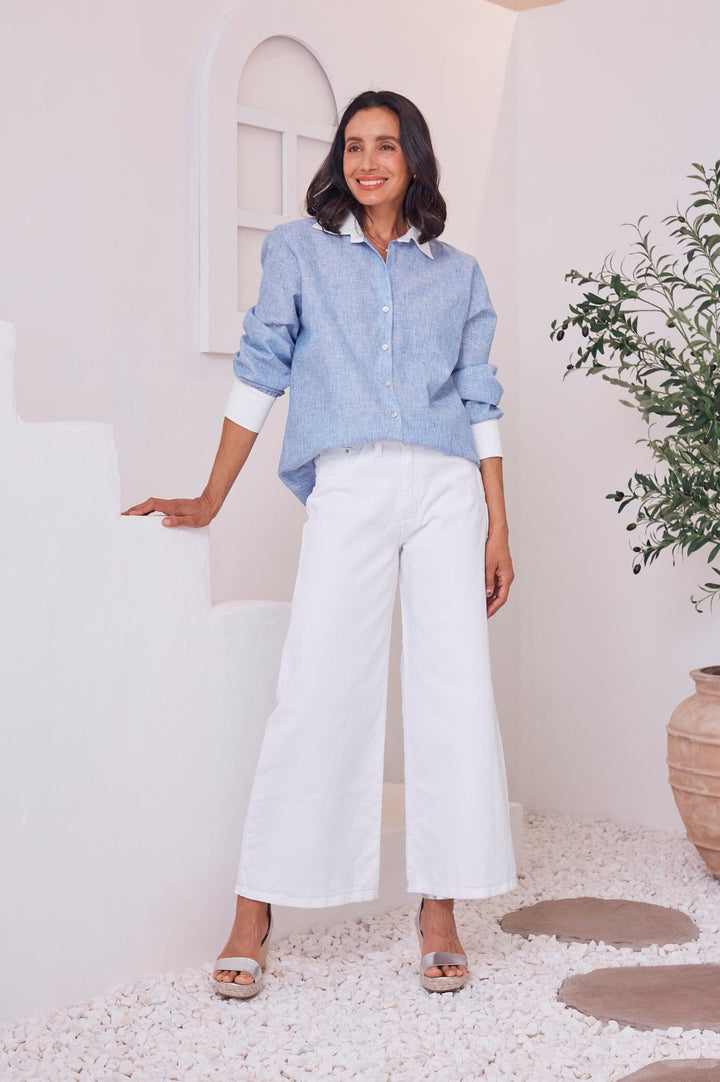 Rumi Collared Shirt Denim Blue Tops