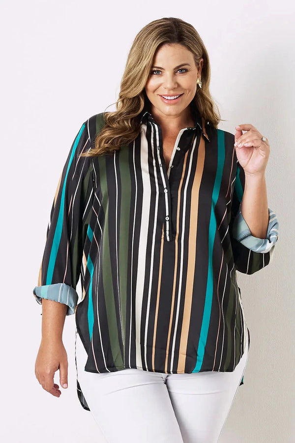 Sadie Long Sleeve Collared Shirt Tops