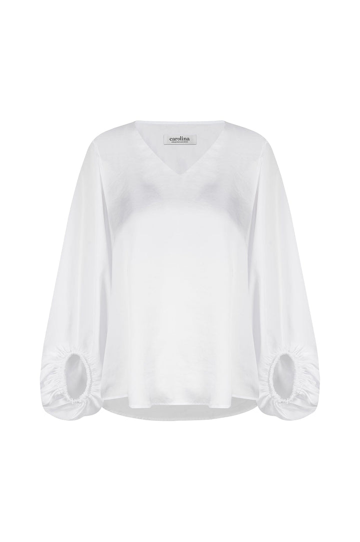 Sovana V-neck Long Sleeve Top White – Carolina