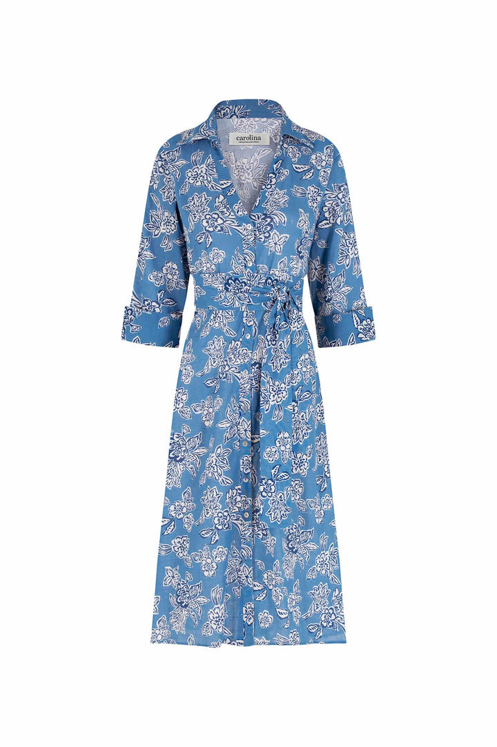 Sylvie Mid Sleeve Dress Floral Blue Dress