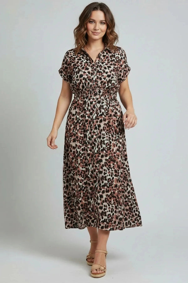 Tiana Animal Print Short Sleeve Dress Dress