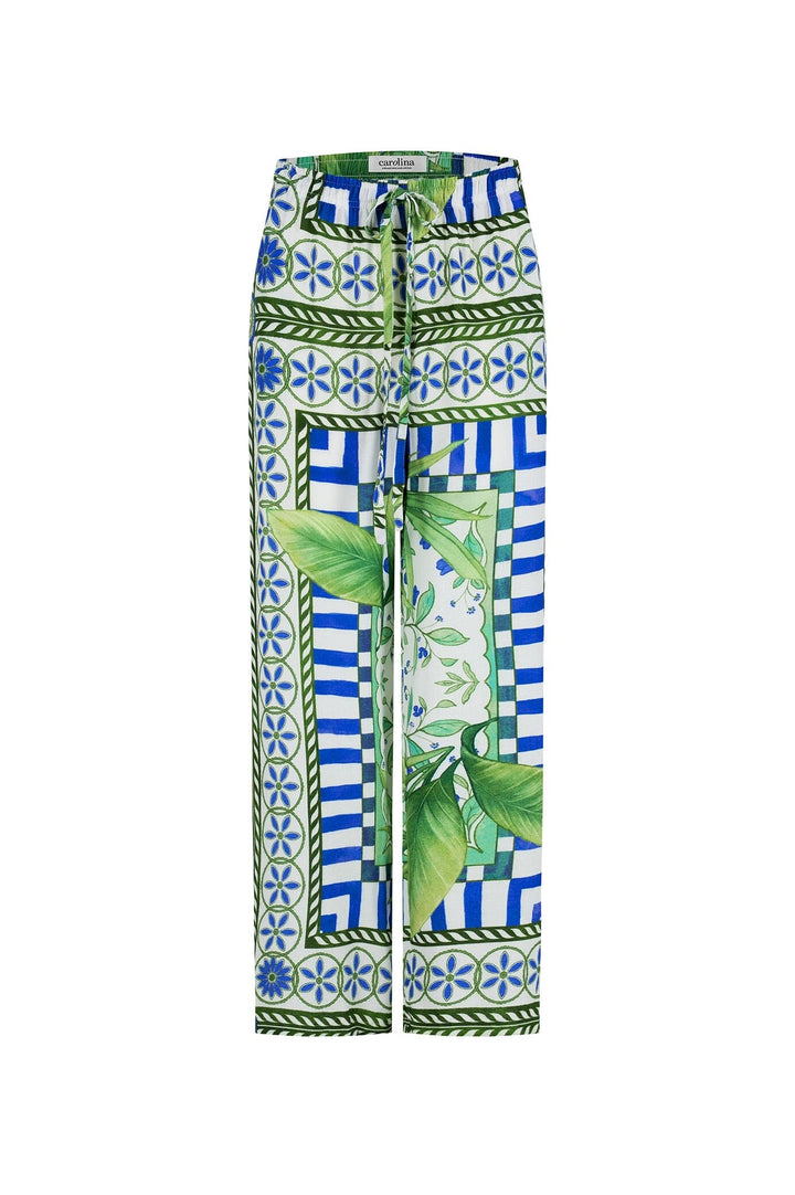 Tonya Straight Leg Tie Pants in Emerald Pants