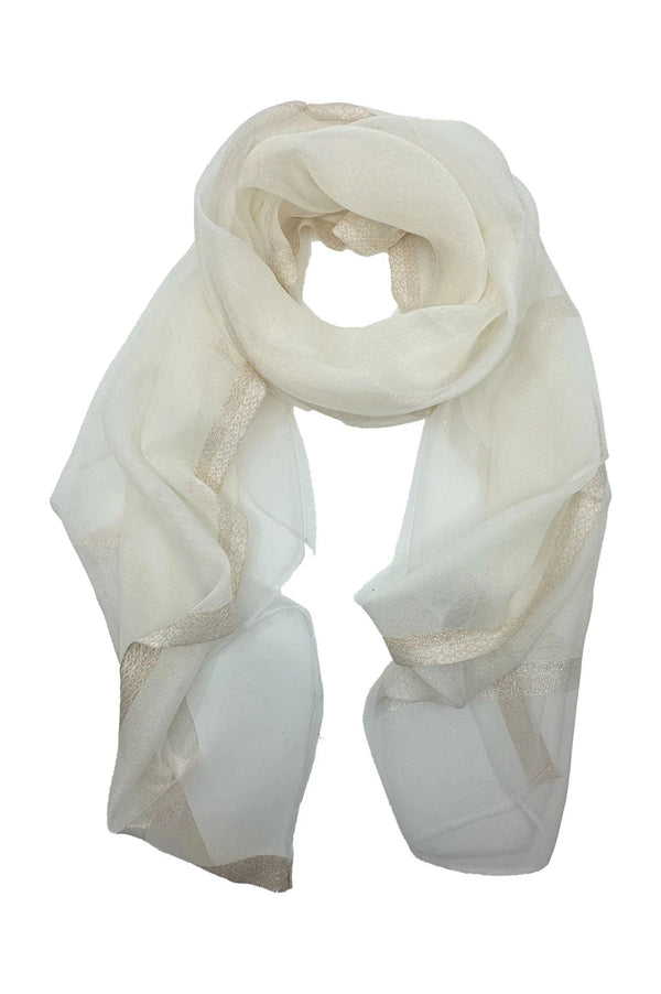 Valerie Shimmer Scarf Ivory 