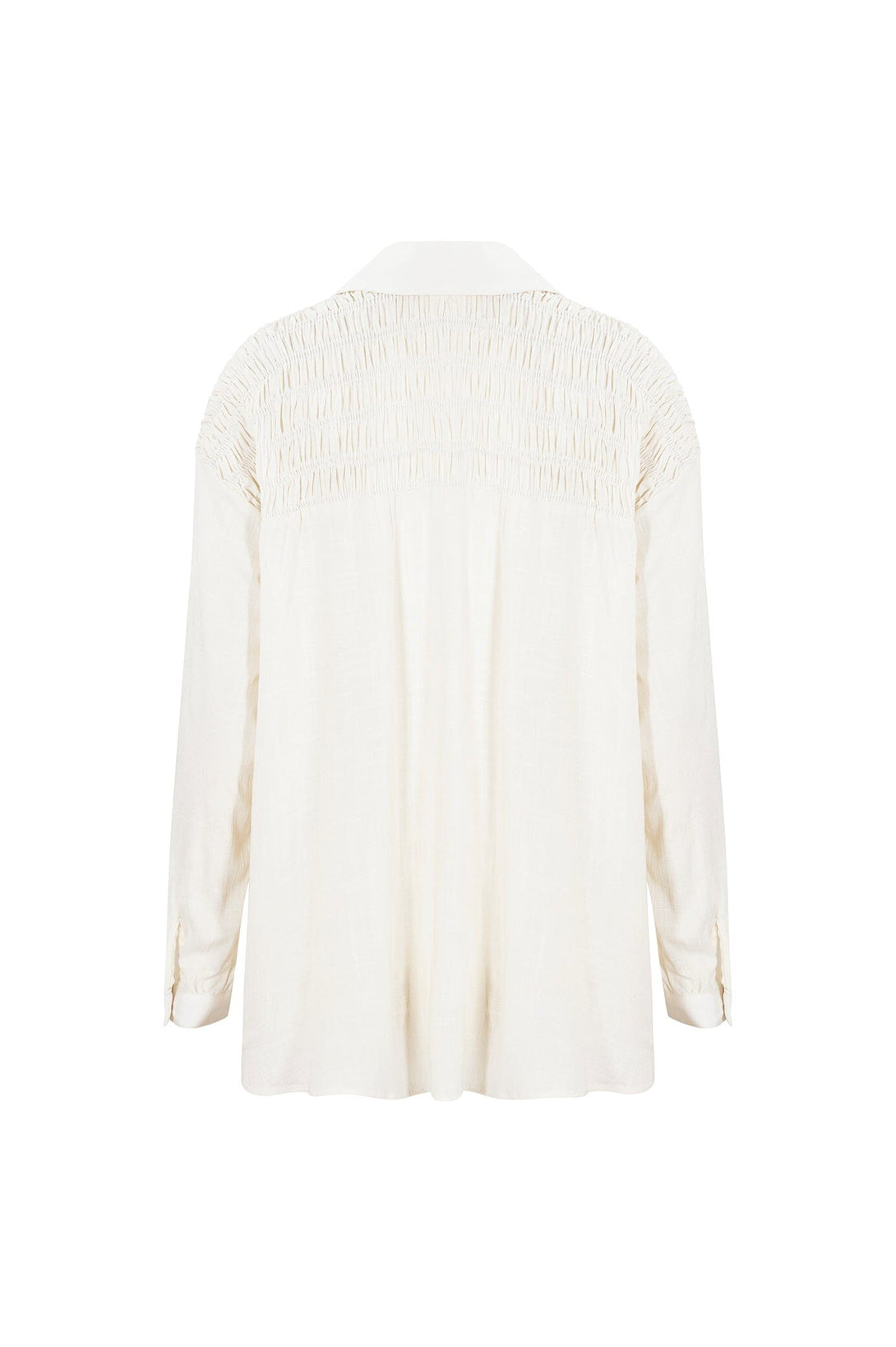 Wendy Long Sleeve Collared Shirt Ivory Tops