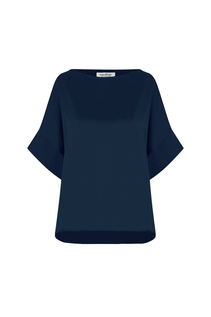 Bianca Short Sleeve Top Navy Tops