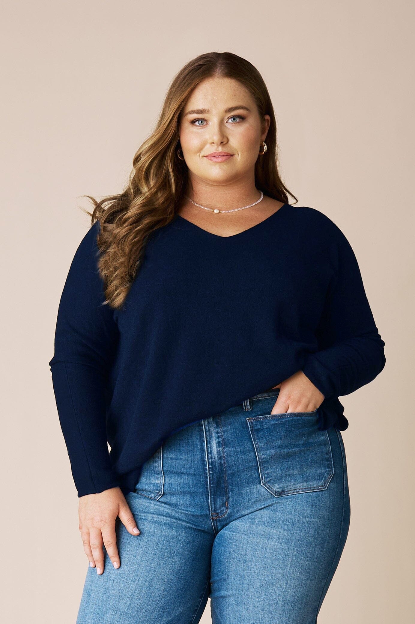 Jayda V Neck Jumper Navy Carolina Jayda v neck jumper navy carolina