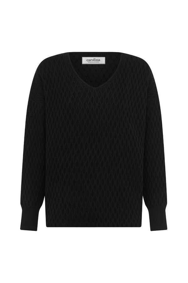 Kayla V-Neck Jumper Black Knitwear