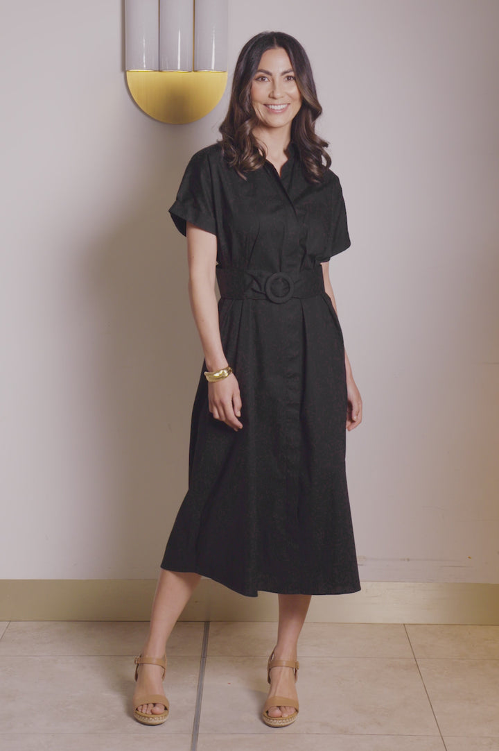 Celia Short Sleeve Midi Dress Black product video from Carolina