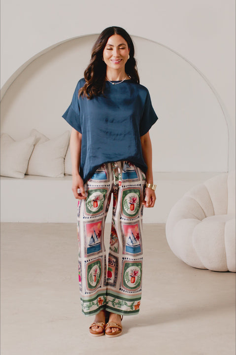 Casey Straight Leg Pants Rio Print product video by Carolina