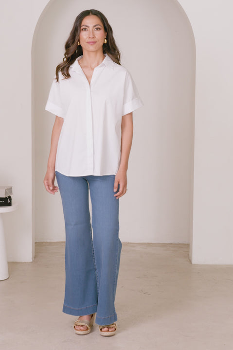 Tia Short Sleeve Cotton Top White product video by Carolina