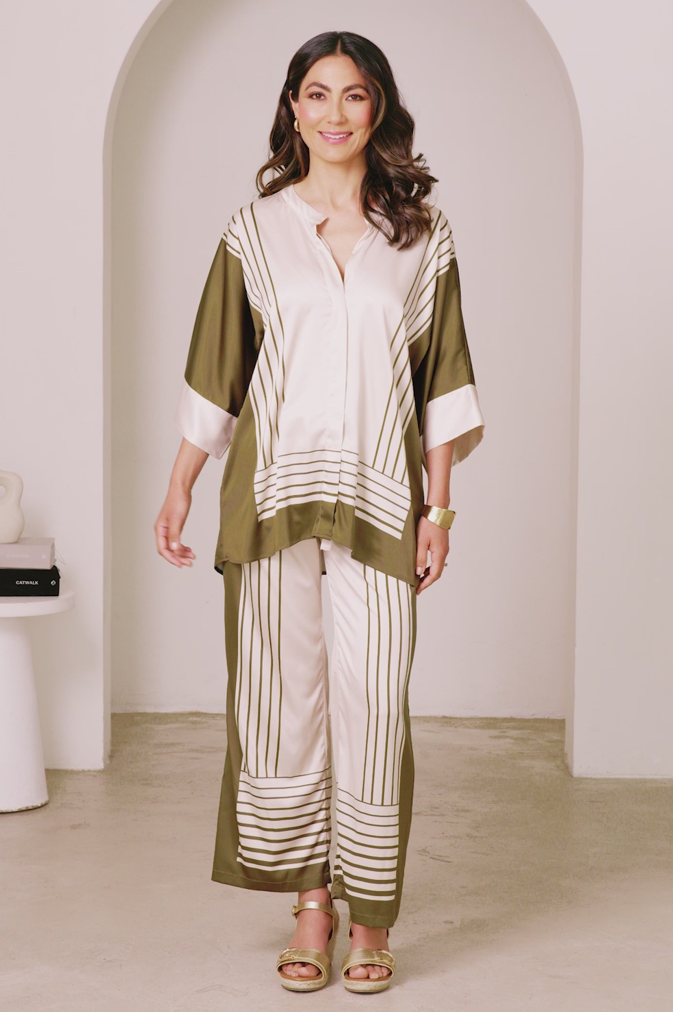 Clara Straight Leg Tie Pants in Olive- Pre Order