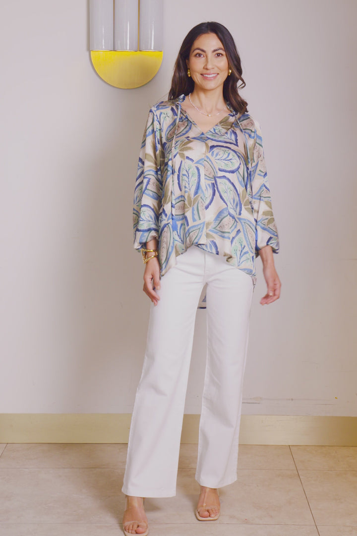 Kiara Long Sleeve Top Green and Blue product video from Carolina